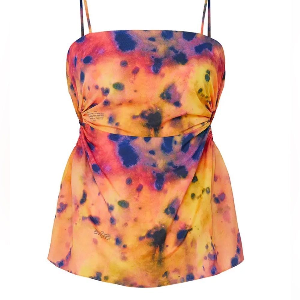 Rokh silky cut out top with spaghett straps for tent the runway. sz42 us 10